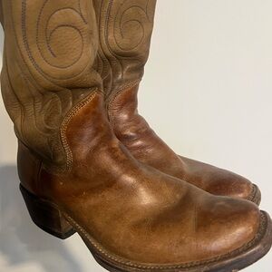 Men's Tan Leather Cowboy Boots